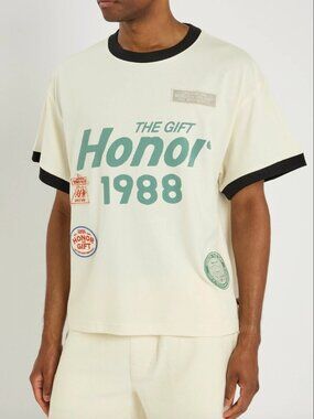 Honor The Gift Applique Cotton T-shirt White - Small